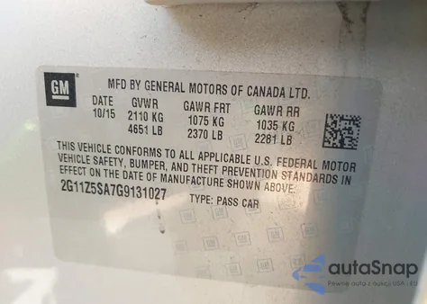 2016 Chevrolet Impala Ls from USA, damaged, VIN 2G11Z5SA7G9131027